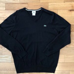 Black V neck Lacoste sweater